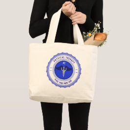 Personalisiert Blue Physical Therapy Caduceus Jumbo Stoffbeutel
