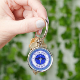 Personalisiert Blue Physical Therapy Caduceus Schlüsselanhänger
