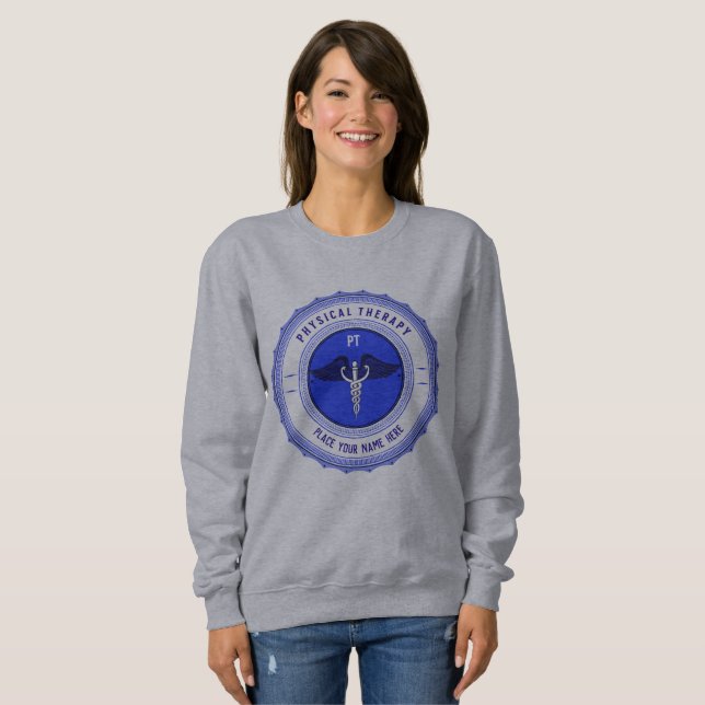 Personalisiert Blue Physical Therapy Caduceus Sweatshirt (Vorne ganz)