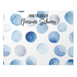 Personalisiert Blue Polka Dots 11"x8.5" Notepad Notizblock