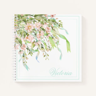 Personalisiert Blue Ribbons Greenery Eleganter Nam Notizbuch