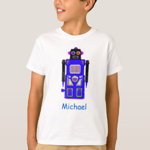 Personalisiert Blue Robot Boy's T - Shirt