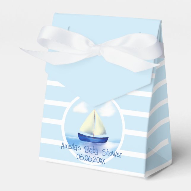 Personalisiert Blue Sailboat Baby Dusche Geschenkschachtel (Vorderseite)