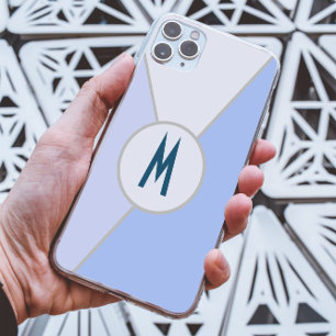 Personalisiert Blue Sleek moderne Geometrie Monogr iPhone 16 Pro Max Hülle
