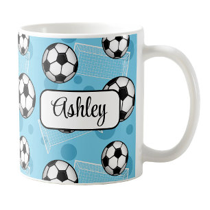 Personalisiert Blue Soccer Tasse