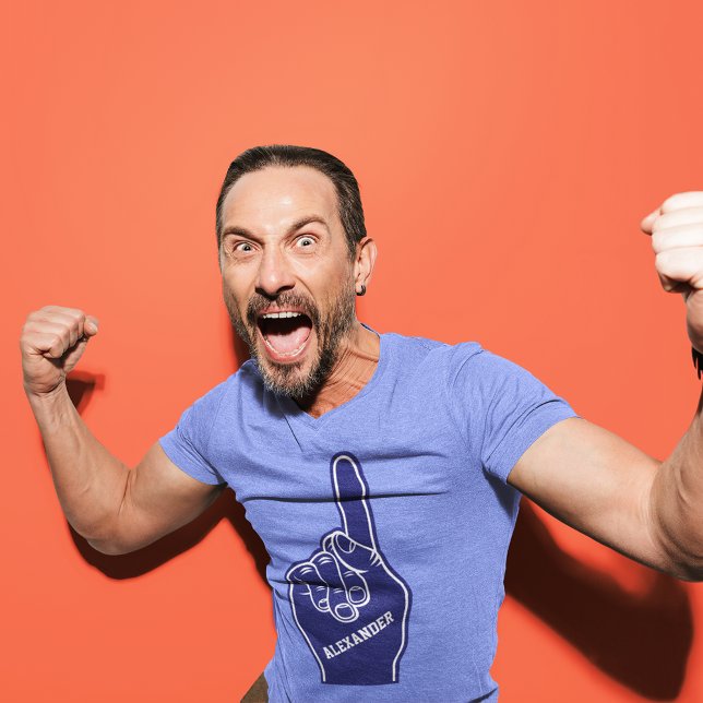 Personalisiert Blue Sports Foam Finger Tri-Blend Shirt (Von Creator hochgeladen)