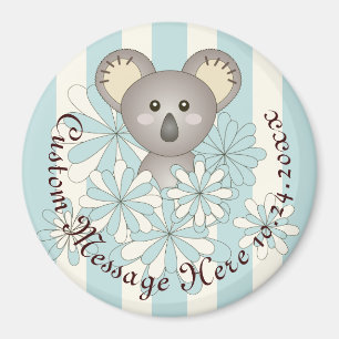 Personalisiert Blue Stripe Baby Koala Gastgeschenk Magnet