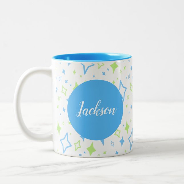 Personalisiert Blue Tasse mit Sternen (Links)
