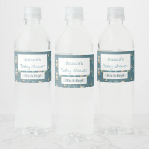 Personalisiert Blue Teddy Bear Boy Baby Dusche Wasserflaschenetikett