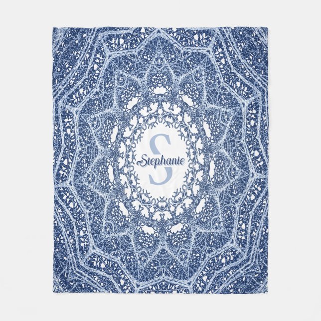 Personalisiert Blue Tree Branch Mandala Fleecedecke (Vorderseite)