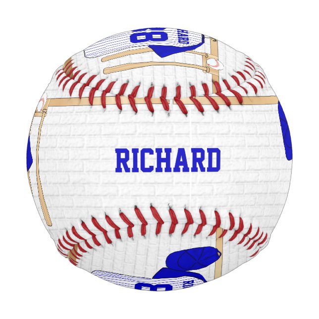 Personalisiert Blue und White Baseball Jersey (Rückseite)