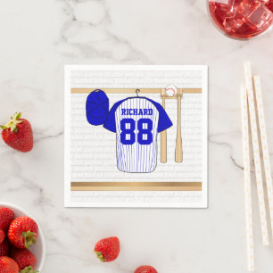 Personalisiert Blue und White Baseball Jersey Serviette