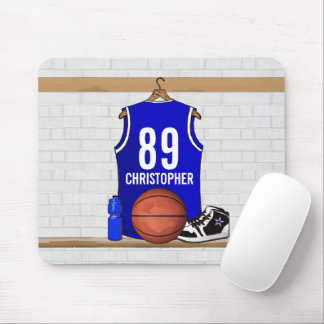 Personalisiert Blue und White Basketball Jersey Mousepad