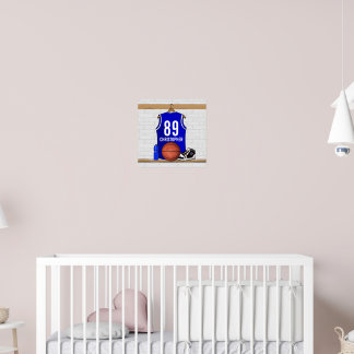 Personalisiert Blue und White Basketball Jersey Poster