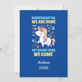 Personalisiert Blue Unicorn Kindergarten Abschluss Einladung