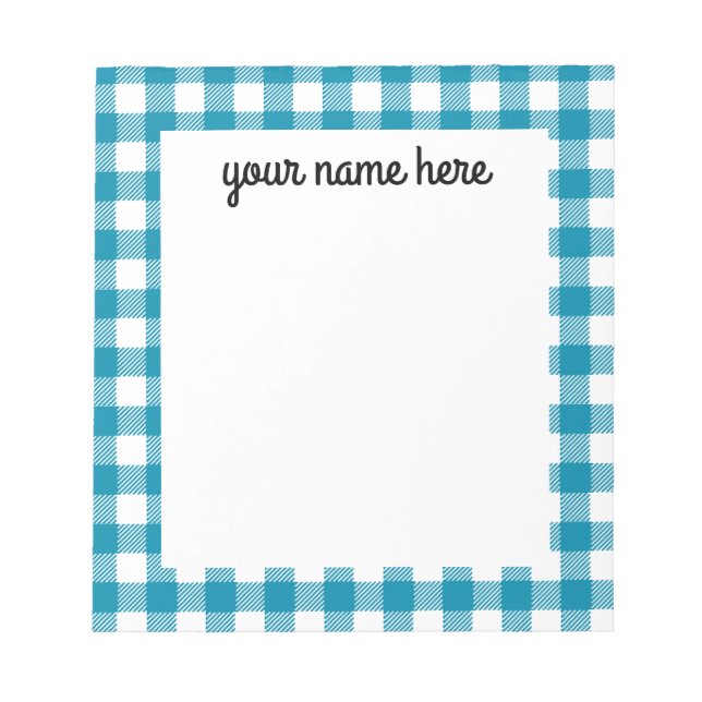 Personalisiert Blue Vichy Kariert Notepad Notizblock (Vorderseite)