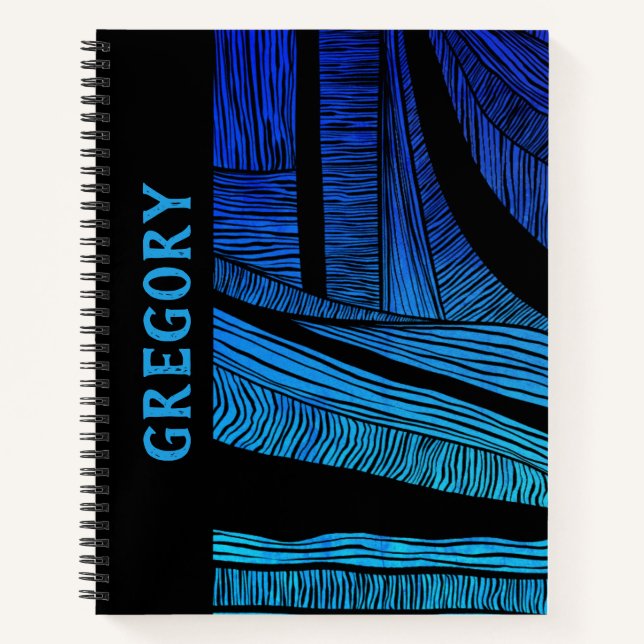 Personalisiert Blue Wave Merge Spiral Notebook Notizbuch (Vorderseite)