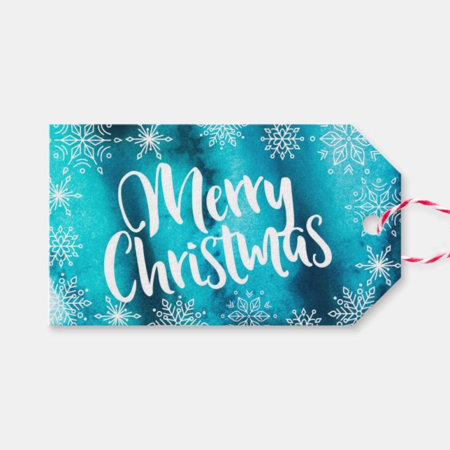 Personalisiert Blue Wcolor Weihnachtsgeschenke Geschenkanhänger (Vorderseite (Horizontal))