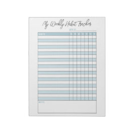 Personalisiert Blue Weekly Habit Tracker Notepad Notizblock
