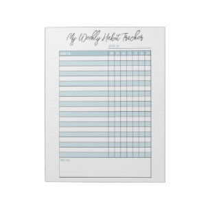 Personalisiert Blue Weekly Habit Tracker Notepad Notizblock