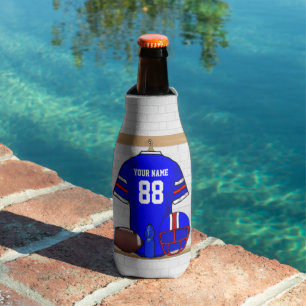 Personalisiert Blue White Football Jersey Flaschenkühler