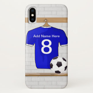 Personalisiert Blue White Football Soccer Jersey Case-Mate iPhone Hülle