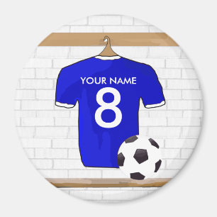 Personalisiert Blue White Football Soccer Jersey Magnet