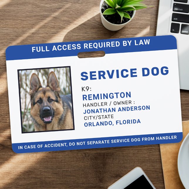 Personalisiert Blue White Service Dog Foto ID Abze Ausweis (Von Creator hochgeladen)