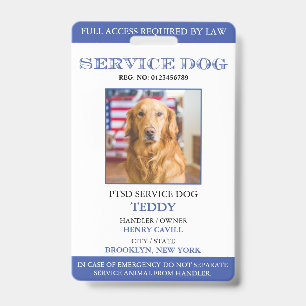 Personalisiert-Blue-White-Service-Hund-Foto-ID Ausweis