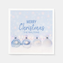 Personalisiert Blue White Snowflakes Frohe Weihnac Serviette