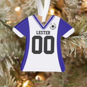 Personalisiert Blue/White Soccer Jersey Ornament
