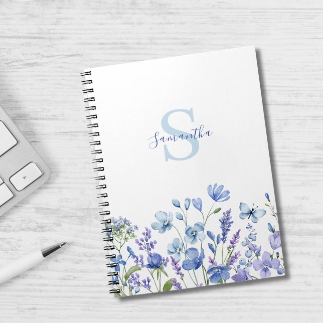 Personalisiert Blue Wildblume Watercolor Notizblock (Von Creator hochgeladen)