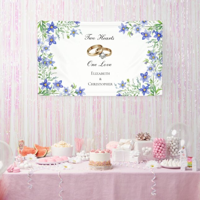 Personalisiert Blue Wildblumen Verlobung Banner (Party)