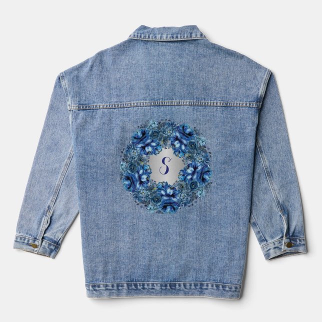 Personalisiert Blue Wreathe Denim Jacket Jeansjacke (Rückseite)