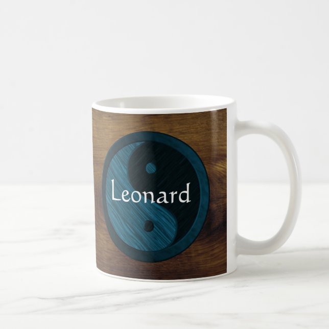 Personalisiert Blue Yin Yang Wood Grain Tasse (Rechts)