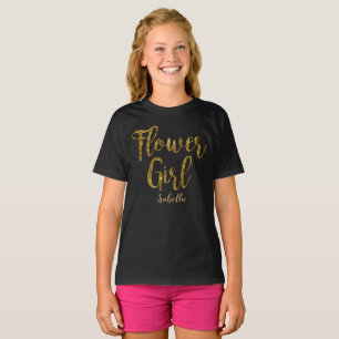 Personalisiert Blume Girl Tshirt Goldfolie