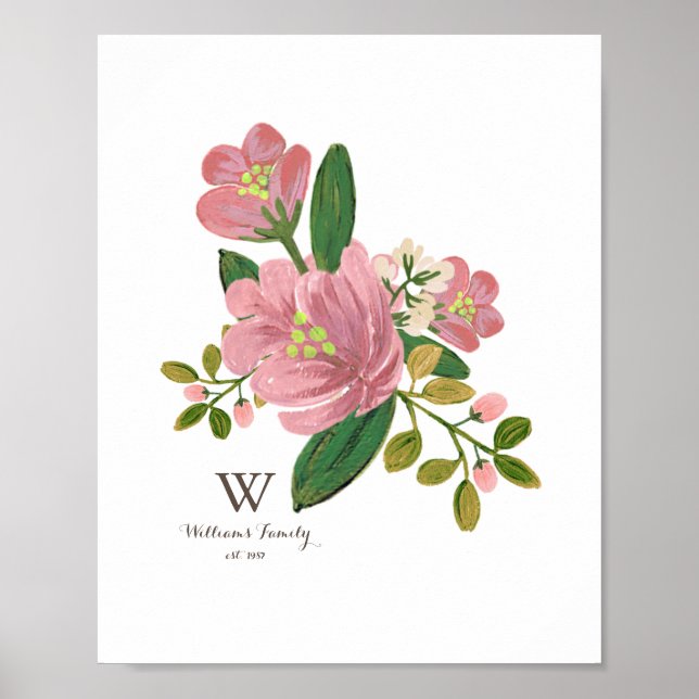 Personalisiert | Blush Bouquet Art Print Poster (Vorne)