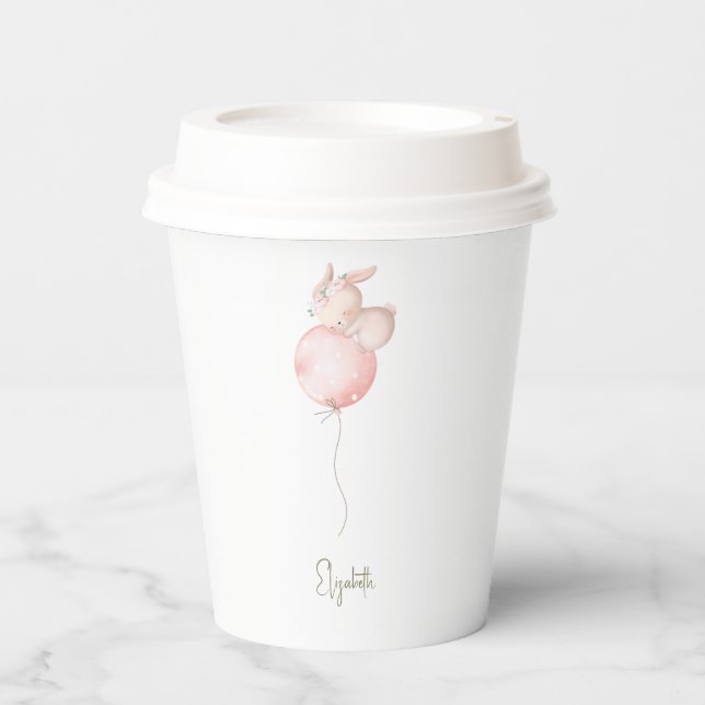 Personalisiert Blush Bunny Baby Dusche Es ist ein  Pappbecher (Vorderseite)