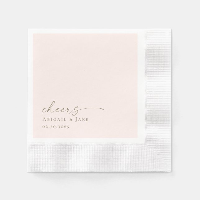Personalisiert Blush geprägte Hochzeit Napkins Serviette (Vorderseite)