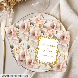 Personalisiert Blush Gold Wedding Napkins Serviette
