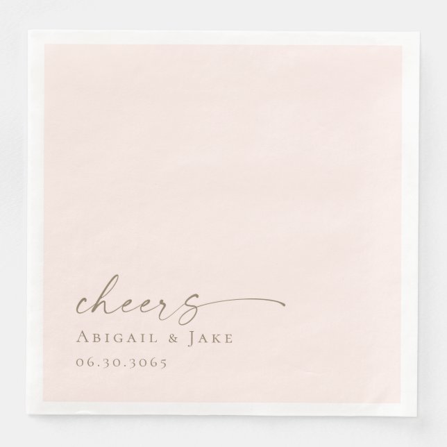 Personalisiert Blush Hochzeitsessen Napkins Serviette (Vorderseite)