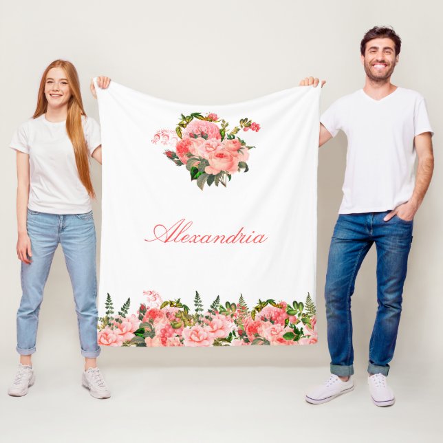 Personalisiert Blush Pink Bläschen Bouquet Fleecedecke (Beispiel)