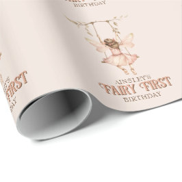 Personalisiert Blush Pink Fairy Erster Geburtstag Geschenkpapier