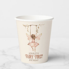 Personalisiert Blush Pink Fairy Erster Geburtstag Pappbecher