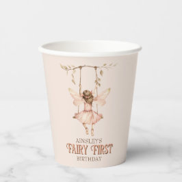 Personalisiert Blush Pink Fairy Erster Geburtstag Pappbecher