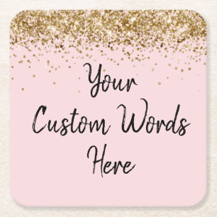 Personalisiert Blush Pink Geburtstagsparty Abschlu Rechteckiger Pappuntersetzer