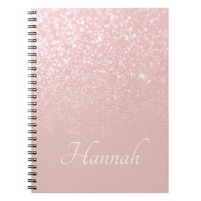 Personalisiert Blush Pink Glitzer Ombre Notizblock (Vorderseite)