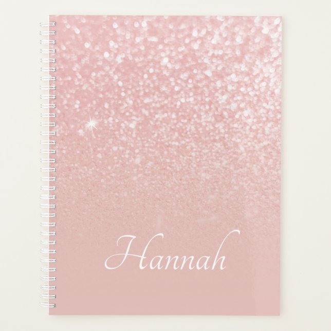 Personalisiert Blush Pink Glitzer Ombre Planer (Vorderseite)