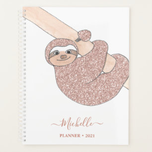 Personalisiert Blush Pink Glitzer Sloth  Planer