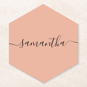 Personalisiert Blush Pink Kalligraphie Name Untersetzer